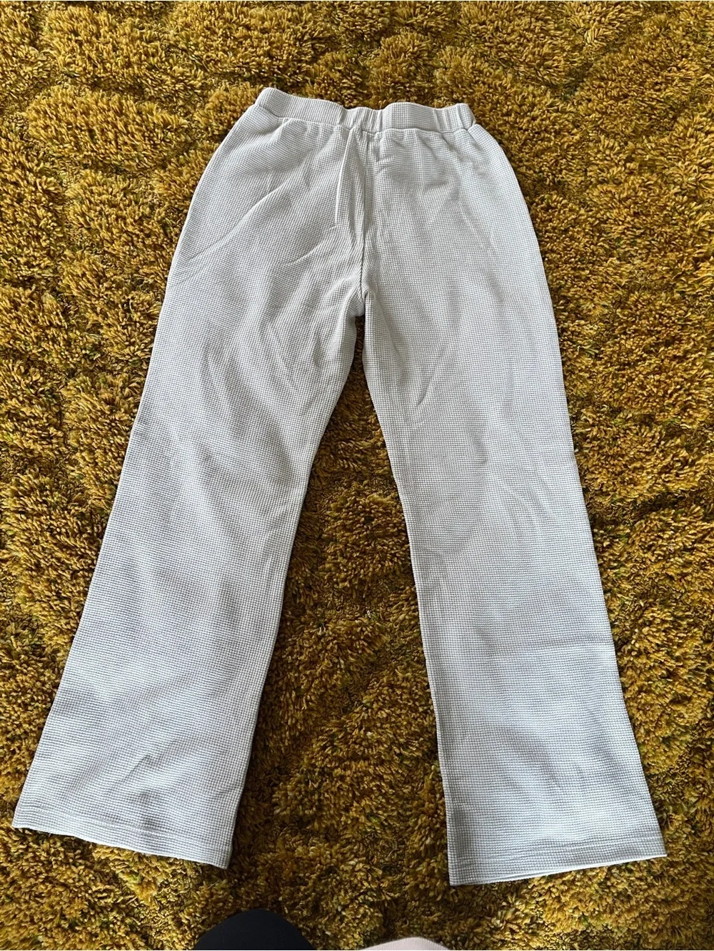 Comfrt cream waffle knit lounge pants oversized womans size large cozy - Picture 6 of 8